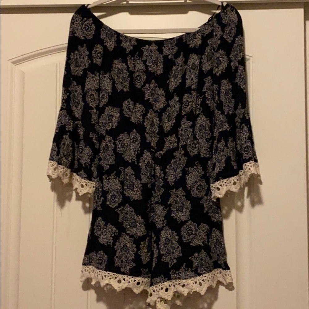 Multicolor Print Off The Shoulder Shift Romper